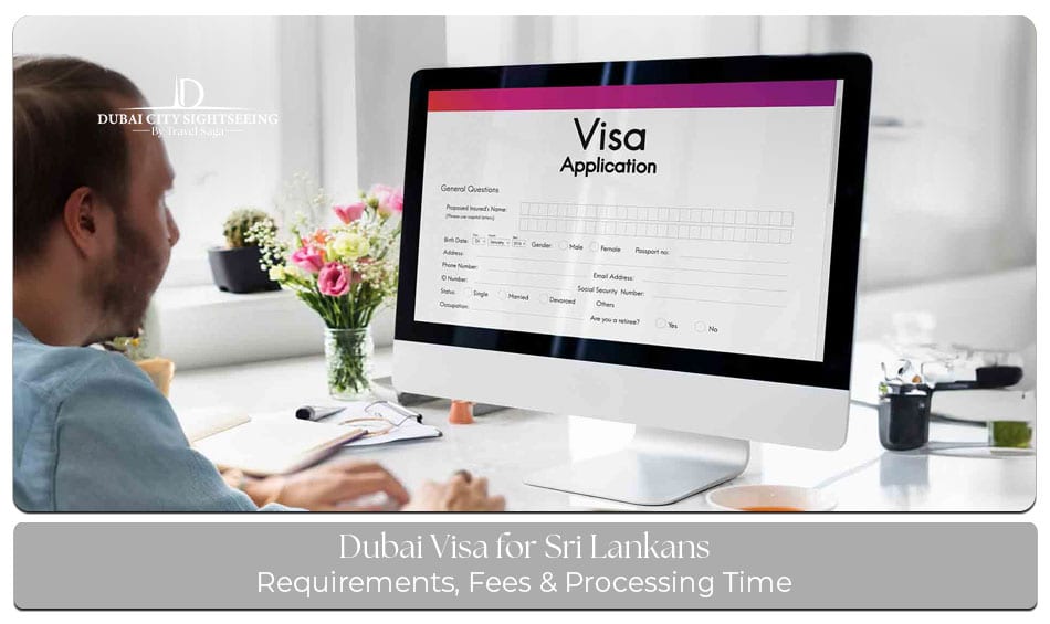 Sri Lankan traveler holding a passport and Dubai visa while preparing for a trip to Dubai.